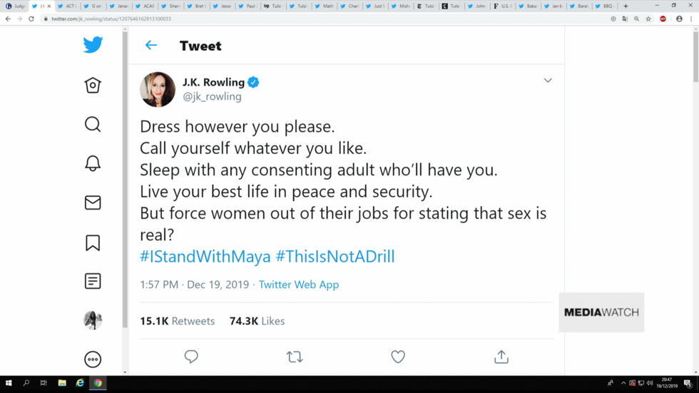 J.K. Rowling gets 'cancelled' for tweet deemed transphobic MediaWatch